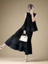 Modest Sleeveless Pleat Pull-On Skirt Set